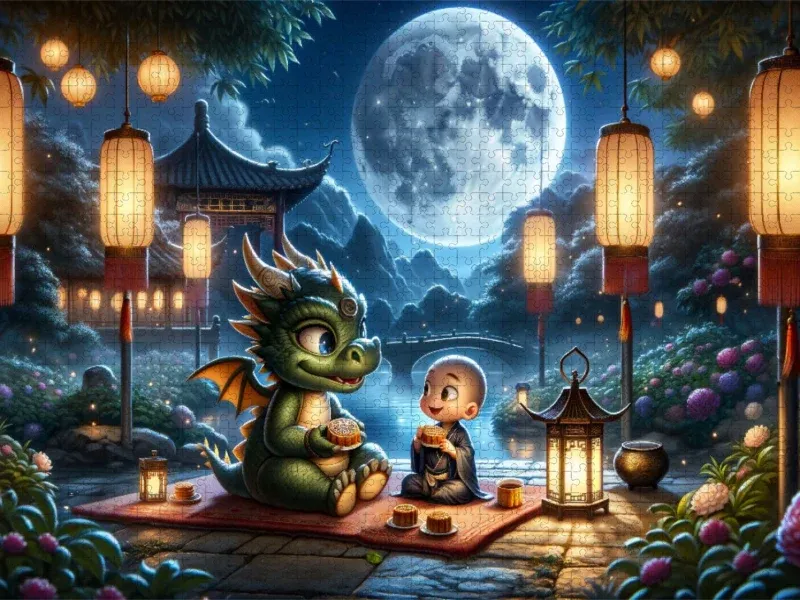 Moonlight Fairy Tale In The Garden Of Silence Puzzle